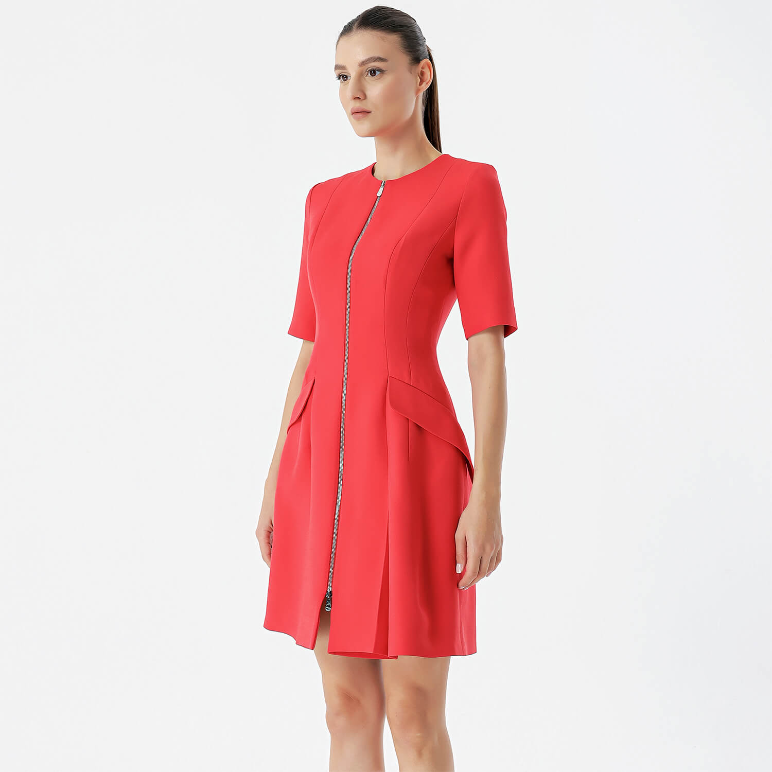 Christian Dior - Red Zipper Corset Wool&Silk Blend Dress